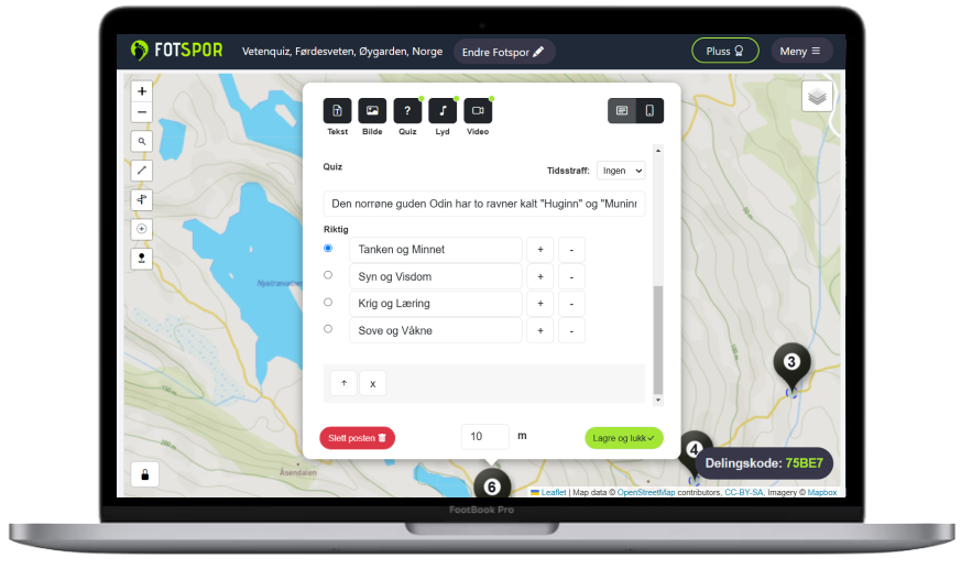 Skjermbilde av ruteskaperverktøyet på PC.